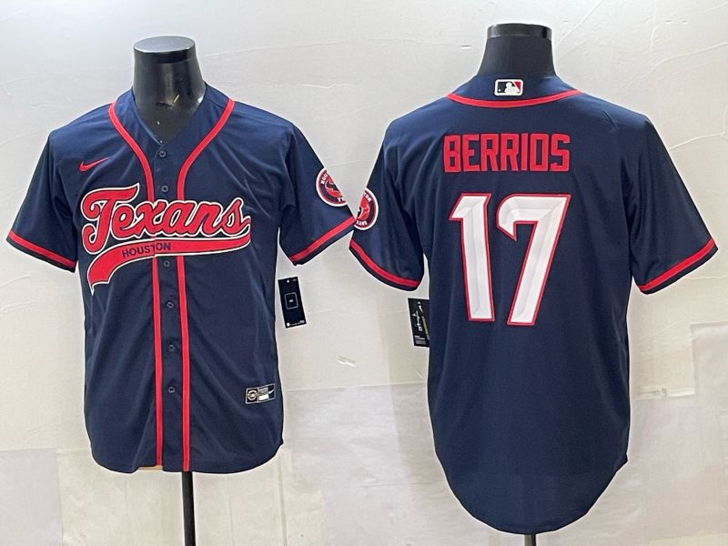 Men 2025 Nike Houston Texans #17 Berrios Blue Joint Name Limited NFL Jersey style 03